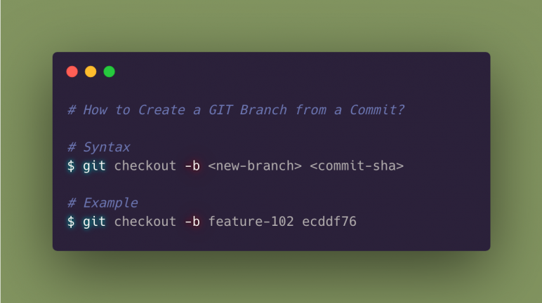 How to Create a GIT Branch from a Commit?